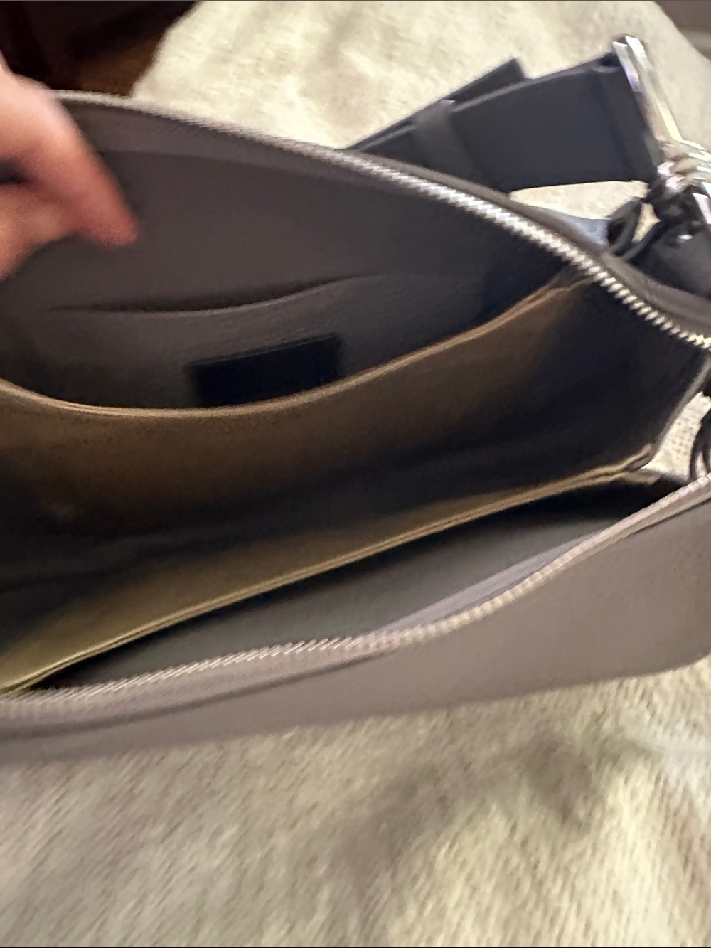 All Saints Gray Pebbled Leather Saddle Shoulder Bag - Picture 5 of 8